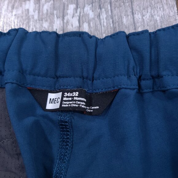 MEC Mica 2 Pants Mens 34x32 Blue Jogger Outdoor Performance Hiking Travel - Picture 6 of 8